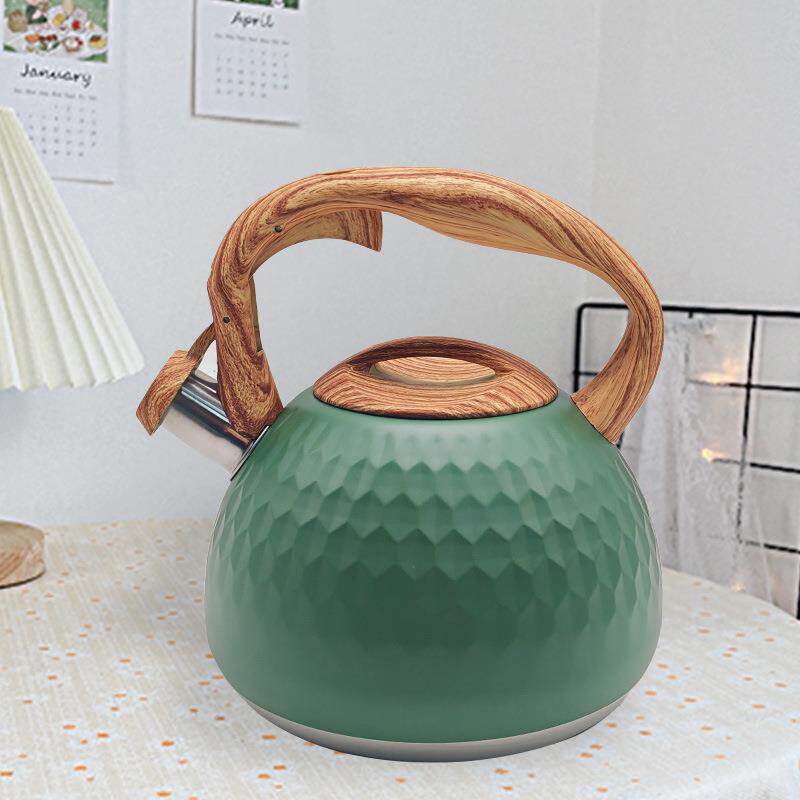 Y259A鸣WAR一键开3L不锈钢笛烧水壶锤纹鸣D笛壶烧水合壶明火电磁