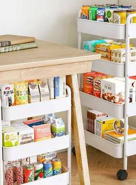 小车置物推架双厨YOX扶手带轮收纳架多层零地食架可移动房落储物