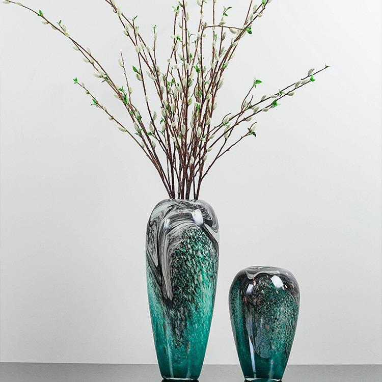 高山流水水墨地落玻璃花瓶高级客感轻玄关奢厅gsls1家居插花装饰