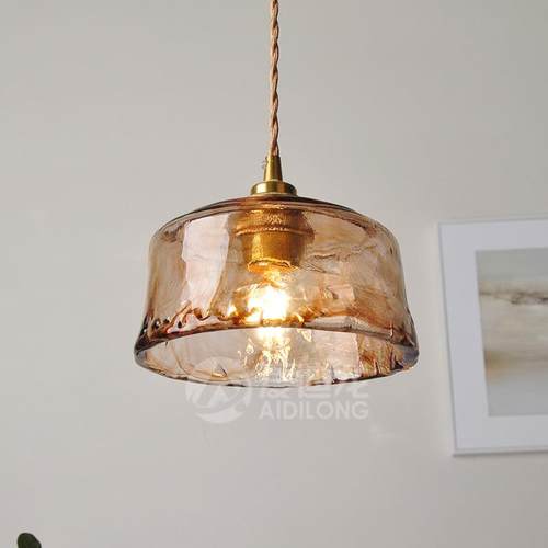 北欧复古黄TY-SD013铜玻璃吊灯民餐吧厅床台头灯创意个性咖啡厅客