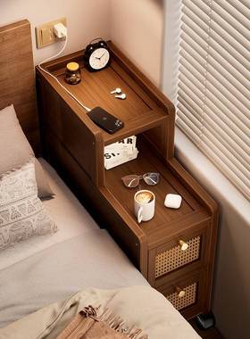 床头柜一14534体带抽小户型卧室地边床收纳柜现代简约落移柜动储