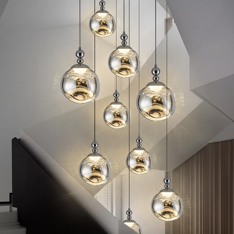 意升降熔可岩吊灯挑空复式loft楼梯灯创氛餐厅吧台床头高级949感