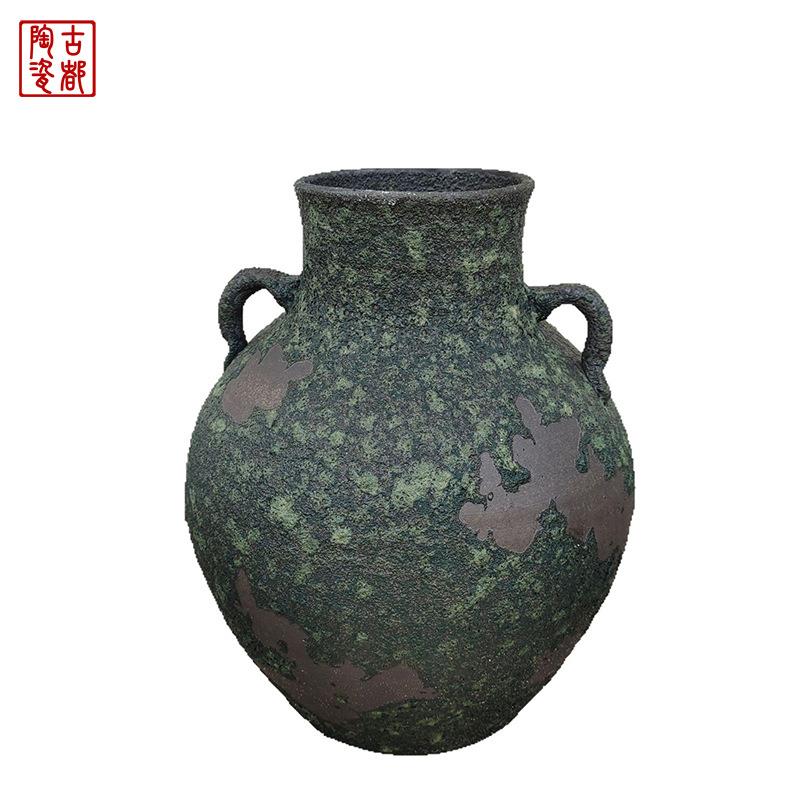 土陶复花古粗陶罐干插如图花瓶酒店软装件摆厂罐家