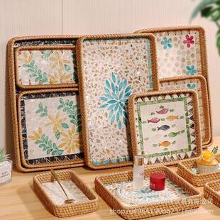 MLB越实南托藤编盘工艺质朴藤条搭配多趣秋图案成为家居中用又亮