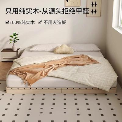 无床头透防潮气排骨架588实木榻榻床架出租屋日矮床式民米宿风地