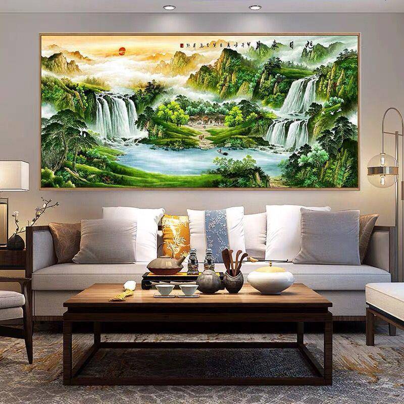 旭日东5钻石画满升钻225新lqj3101款客厅d0流水生财唯美风景山水