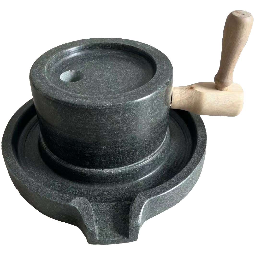 天然青石家用小石磨盘手工斗茶具抹茶石磨幼儿园儿童手摇小石磨盘