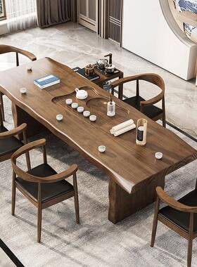 古典式中带茶盘实木茶桌家用客厅WIU成套泡茶桌办公接待禅桌意茶