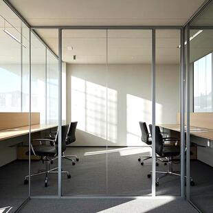 中空半百米象叶玻璃隔断一一墙玻璃隔断办公室会议室高透明隔断半