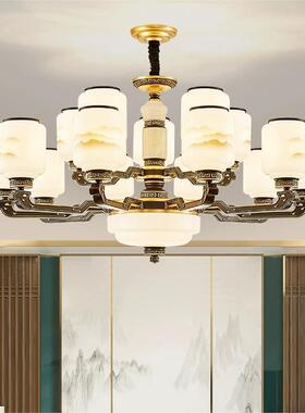 新中式灯天然玉石餐33573厅灯防吊尘封口别墅大厅卧室客灯中山饰