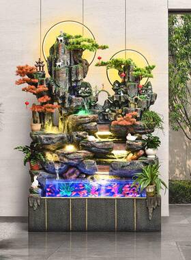 大型假山流水公喷泉养鱼缸办店客厅阳台花园VLE酒装饰送礼落地室