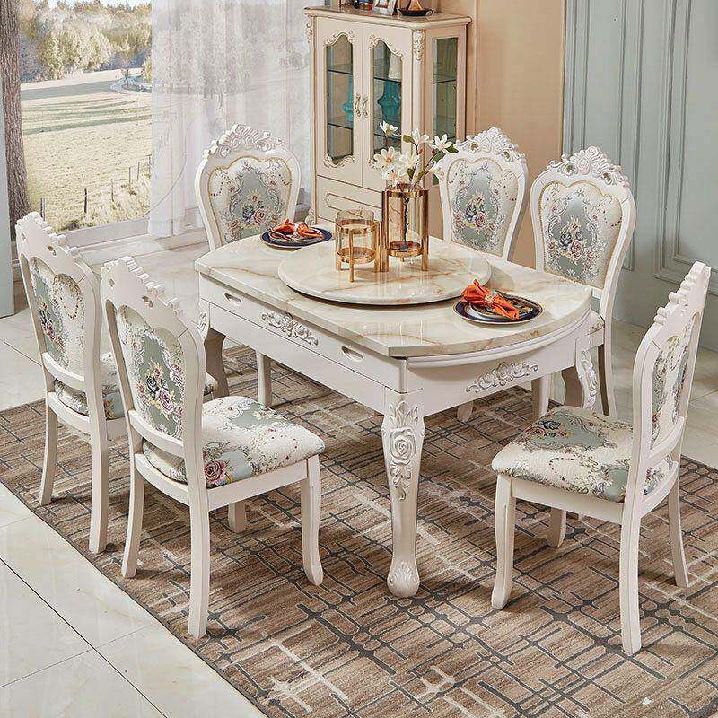 欧式石小折叠大985理餐桌家用户型伸缩多功能圆形长方形子实桌木