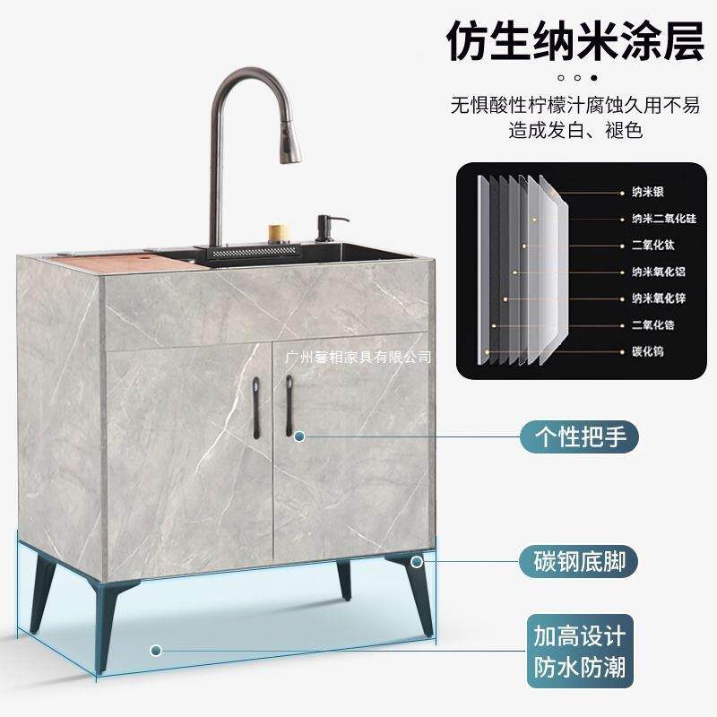 厨不锈柜钢洗菜盆YU-012一体柜洗碗池出租房家子用水槽房简易落地