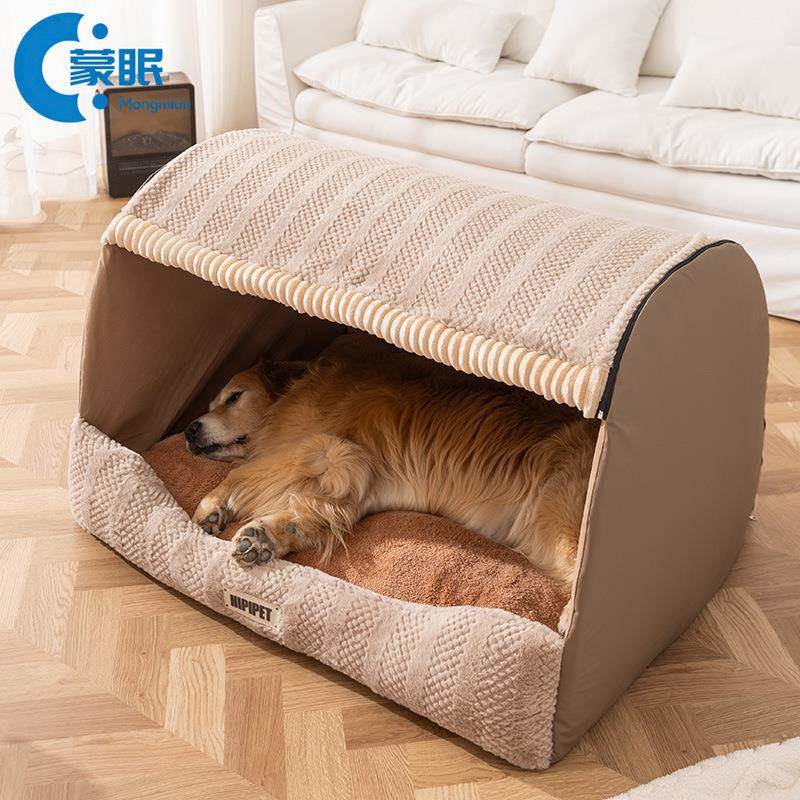 狗窝狗窝冬半封闭新款抽屉狗窝冬季保暖半封闭式猫窝中大型犬金毛