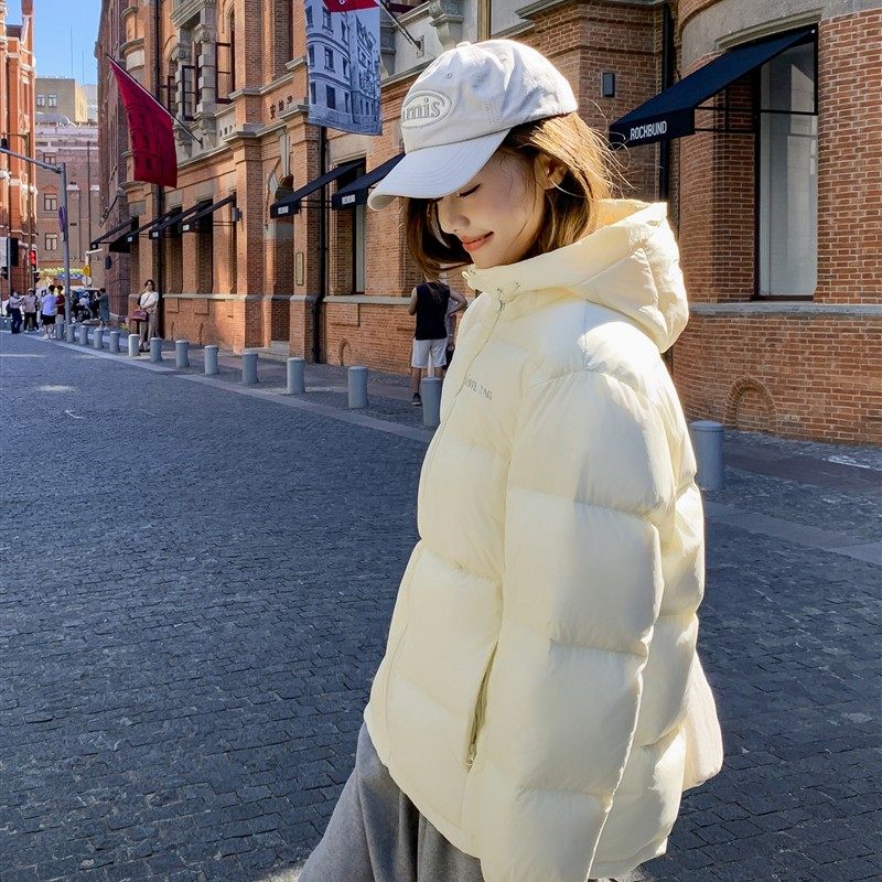 白鸭绒90%羽绒服女男情侣款带帽短款加厚韩版小个子学生面包服