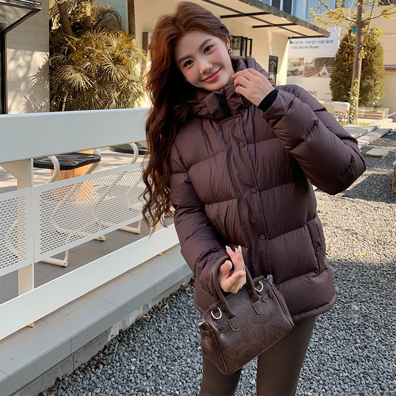 极寒白鹅绒短款羽绒服女加厚2024冬新款连帽泡芙加拿大面包服外套