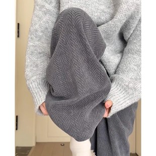 高腰垂感休闲运动直筒加厚裤 女秋冬新款 胖MM灰色雪尼尔阔腿裤 大码