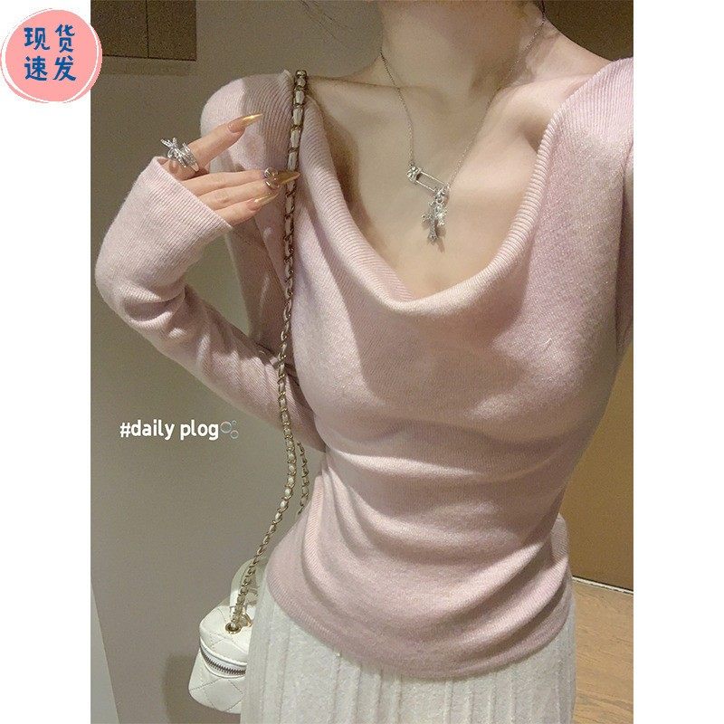 纯欲漂亮打底衫女修身2025新款低领内搭高级感毛衣长袖针织衫上衣