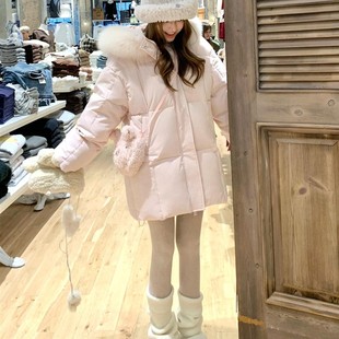 2025年新款狐狸大毛领羽绒服女白鸭绒加厚甜美爆款奶呼呼冬装外套