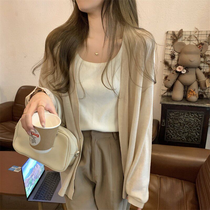 夏季薄款外套女装2025新款高级松弛感慵懒风宽松外搭针织开衫上衣