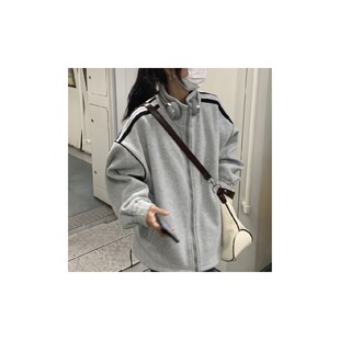 外套女加绒加厚秋冬季宽松百搭美式灰色卫衣女2024新款爆款棒球服