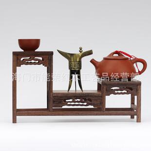 VYX中木小花架博古架红实木花几高置物架中式鸡翅瓷瓶架低两底座