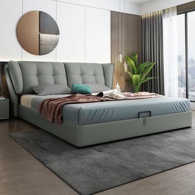 北1欧轻奢皮床.5双人大床卧室储物米软靠包73451婚床成艺人床实木