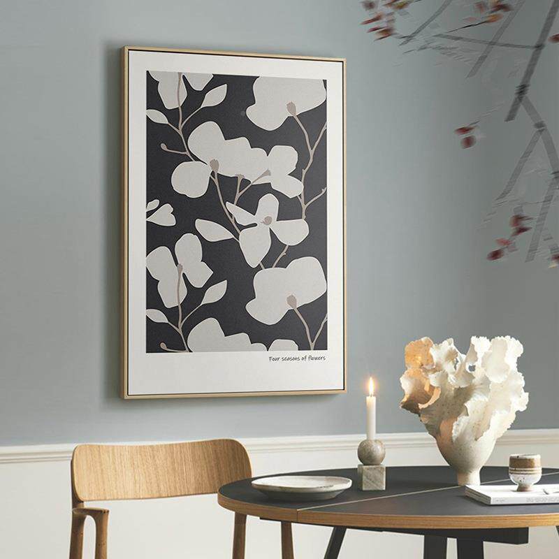 栀子花QB202204北欧ins装风花卉饰画卧室床头油摆画奶色日式原木