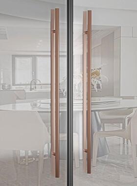 极简有无框璃门不拉手加玻厚锈钢黑色木门推拉KGU门酒店商铺实门