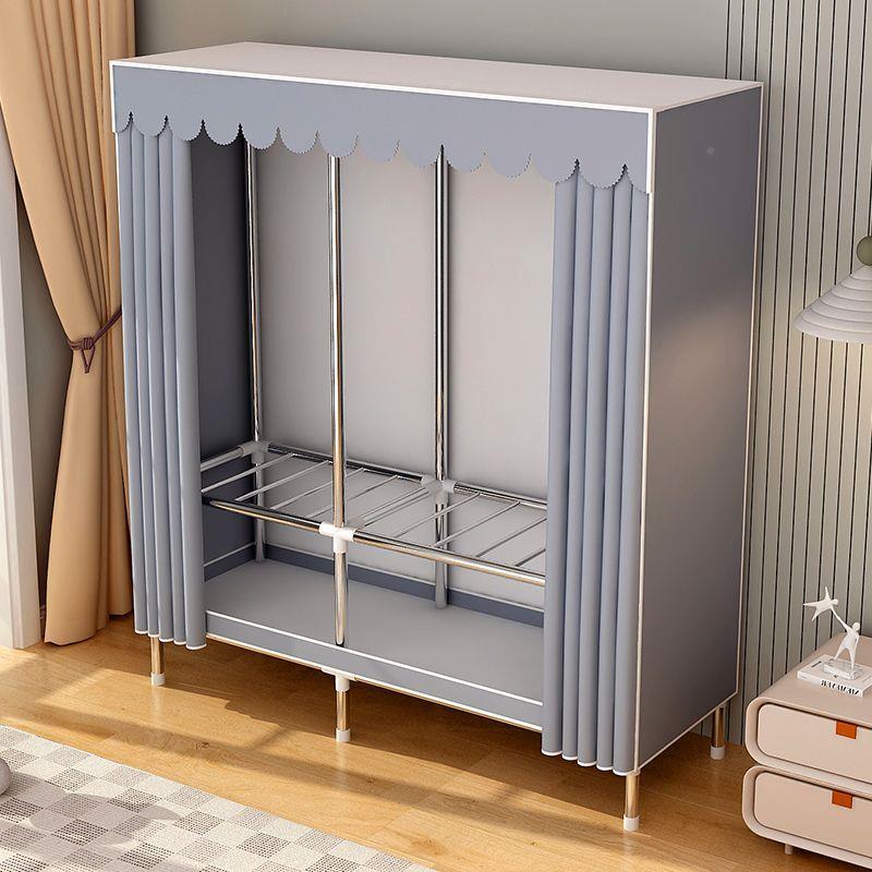 易简易衣柜钢管布外罩固加柜厚卧室加出BEV租房衣物收纳简布衣直