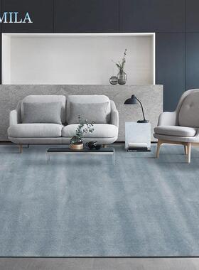 轻奢客厅极简灰色纯色现日代简约卧室满铺反光丝系欧式茶几地垫大