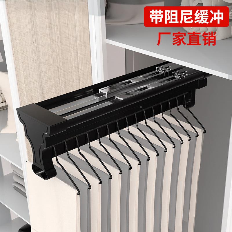 伸缩裤架衣柜内横杆顶间装无品牌/带尼冲柜子阻内置滑轨家用衣帽