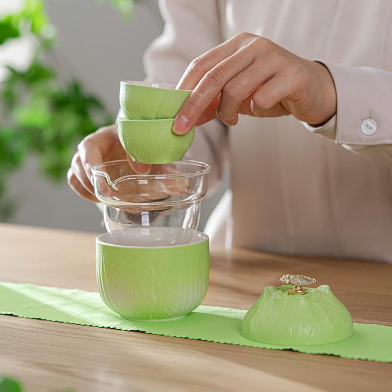 创意功夫旅行茶套HAM人装便携式户外高端快客一壶三杯一纳随身具