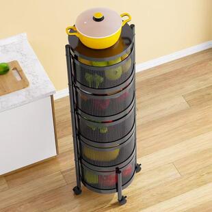 特卖安旋置物架免装厨房卧可室零食架-可移转动碳钢多层折叠收纳