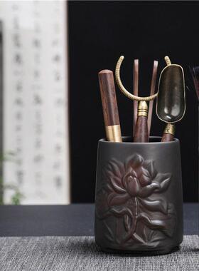 新款件陶6君豪子功夫茶道A1091配套装高档紫华黑檀木茶艺泡茶工具