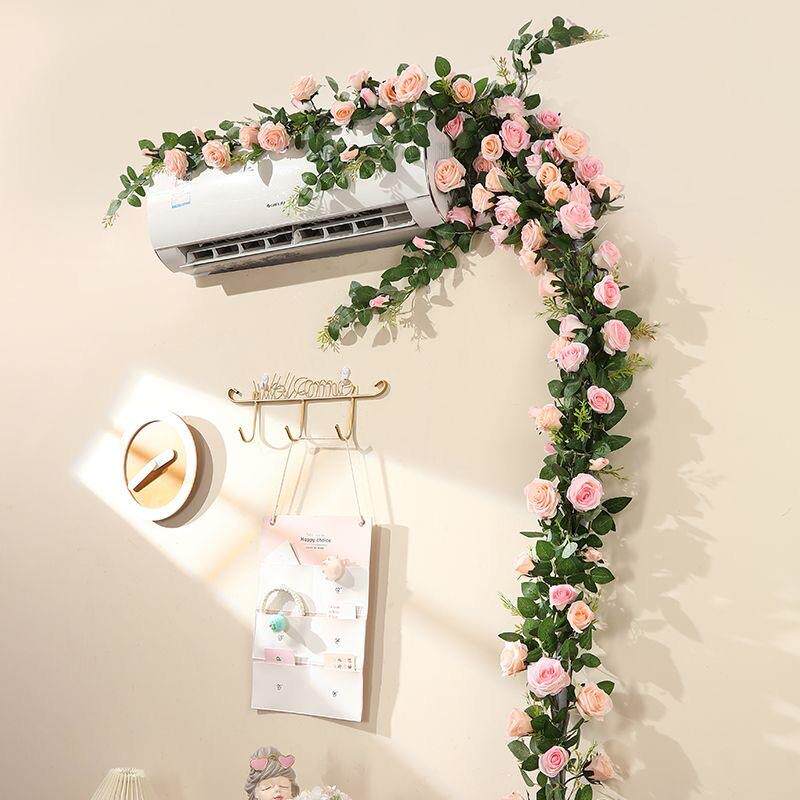 瑰花藤空调管道装饰美化遮挡假花藤蔓料塑藤条吊F98H7T8T玫花顶墙