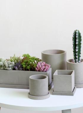 形长方形水泥多bzl58192肉花盆窄栽盘长条大口径方仙人掌窗台组合