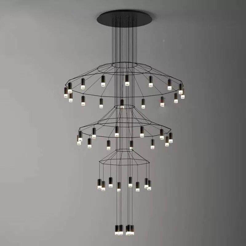 铁现代简约酒店厅大堂灯具北欧创意D070咖啡楼梯墅客艺几何线条别