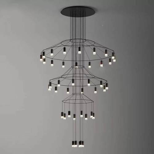 铁现代简约酒店厅大堂灯具北欧创意D070咖啡楼梯墅客艺几何线条别