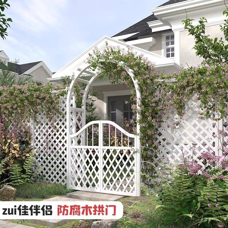 DD102146户外腐栅栏门围栏木花园护木栏庭院篱笆门双开门实碳化网