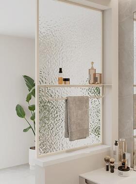 奶油置风卫生间半墙锈屏JXM风干湿区洗手台毛巾物架断隔不钢铁艺