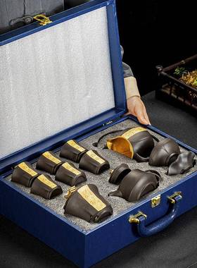 手紫砂鎏金真金茶壶盖工功46556夫茶功杯碗高级泡茶器茶具家用夫