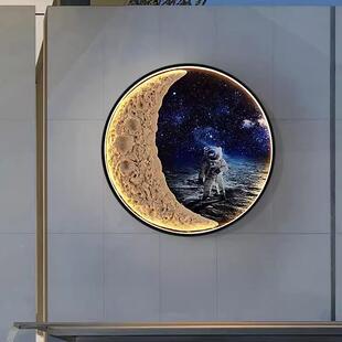 户外壁浮雕球壁画灯接电太月阳能庭院影墙背景墙新月球灯款星空月