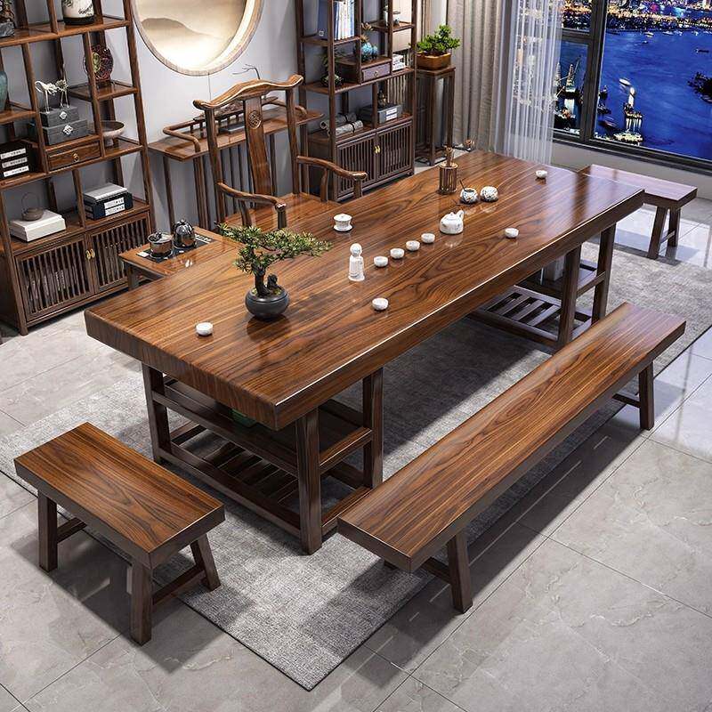 大板木茶桌椅组合实新中式茶一几茶具套装体烧办公室茶台CYU水壶