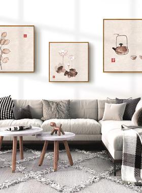 日式和风挂画新中式客装厅饰画UVR壁禅餐厅画水墨意背景墙面画玄