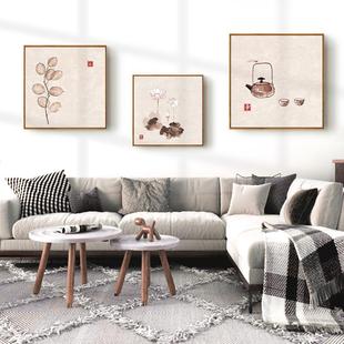 厅饰画UVR壁禅餐厅画水墨意背景墙面画玄 客装 日式 和风挂画新中式