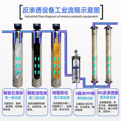 RO反渗透水设备1吨工纯水机大纯型业去离子水设处DH-2000R理备直