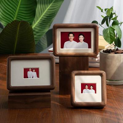 美式实4木榫片卯相框摆台7812a洗照寸做成相3215框摆件书法字画装