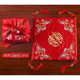 婚红盖新娘结妆婚喜盖头中盖头式庆婚礼头纱嫁用品喜字刺头绣新款