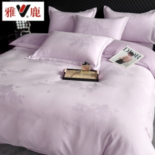 雅鹿金丝银线新款高奢宋锦缎大提花四件套双人床上用品HT